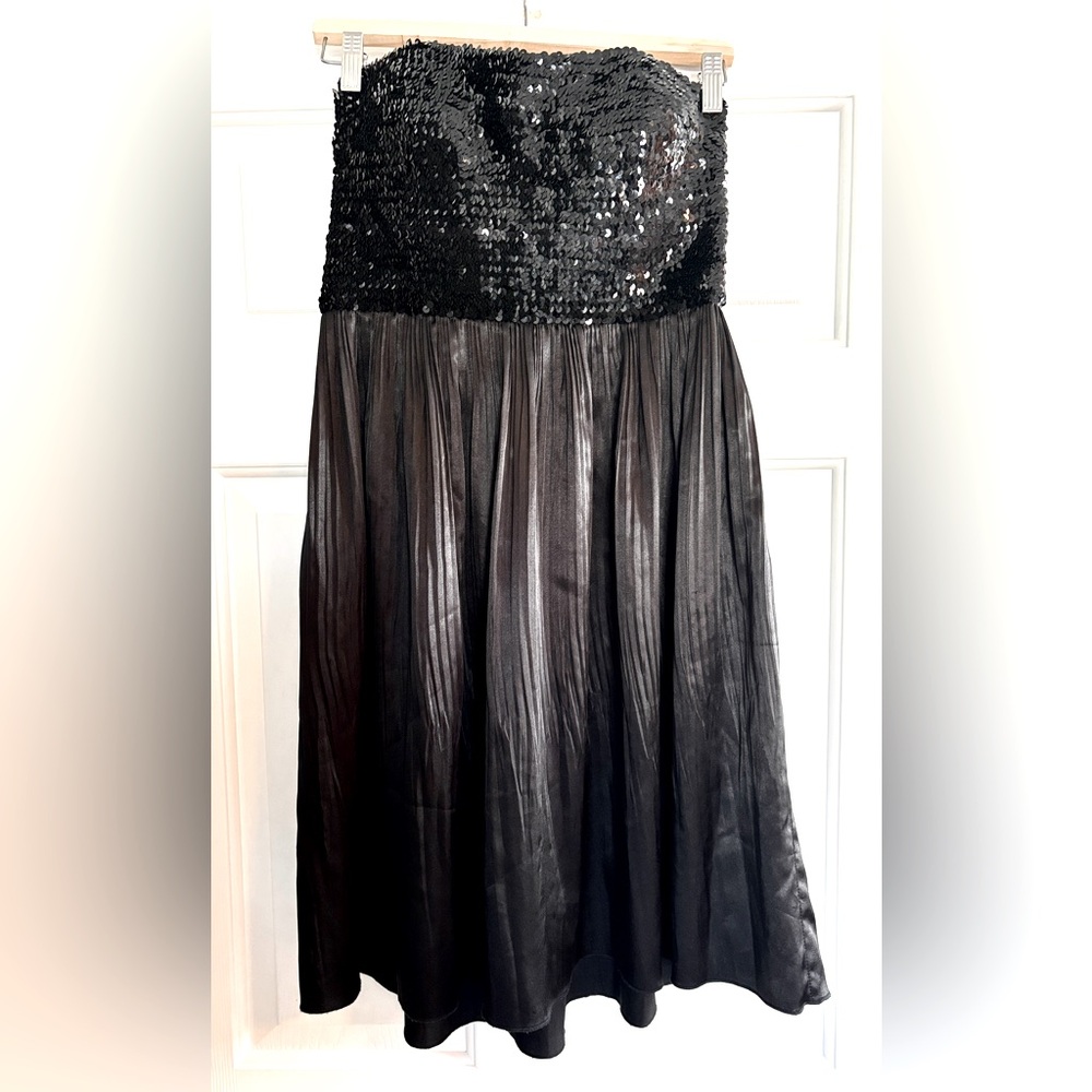 Lyndia Procanik Black Sequin Bodice Strapless Dress